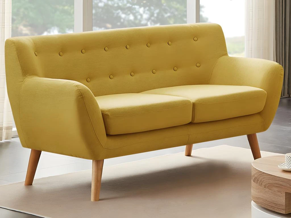 Canapé 2 Places En Tissu Jaune SERTI II 1 Canapé 2 Places En Tissu Jaune SERTI II