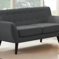 Canapé 2 Places En Tissu Anthracite SERTI