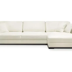 Canapé D'angle à Droite Convertible 5 Places En Tissu Bouclette écru Avec Coffre De Rangement - Robin