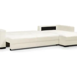 Canapé D'angle à Droite Convertible 5 Places En Tissu Bouclette écru Avec Coffre De Rangement - Robin -Promos Chesteris Boutique canape 8908995