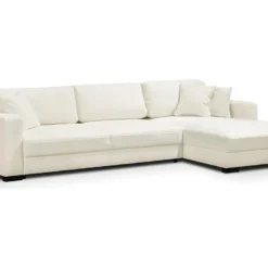 Canapé D'angle à Droite Convertible 5 Places En Tissu Bouclette écru Avec Coffre De Rangement - Robin -Promos Chesteris Boutique canape 8908999