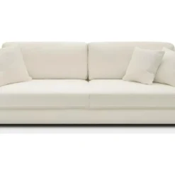 Canapé Convertible 3 Places En Tissu Bouclette écru Avec Coffre De Rangement - Robin