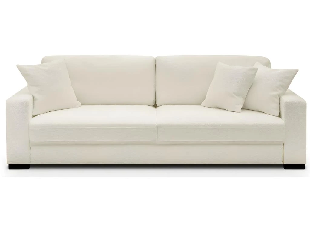 Canapé Convertible 3 Places En Tissu Bouclette écru Avec Coffre De Rangement - Robin 1 Canapé Convertible 3 Places En Tissu Bouclette écru Avec Coffre De Rangement - Robin