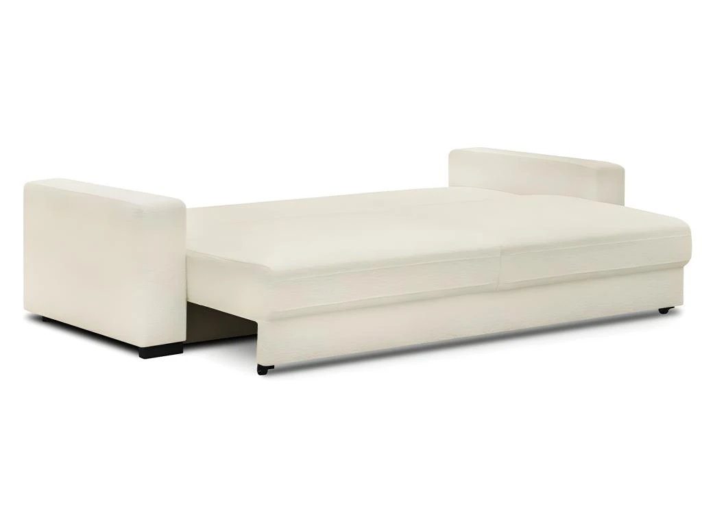 Canapé Convertible 3 Places En Tissu Bouclette écru Avec Coffre De Rangement - Robin 3 Canapé Convertible 3 Places En Tissu Bouclette écru Avec Coffre De Rangement - Robin – Image 3