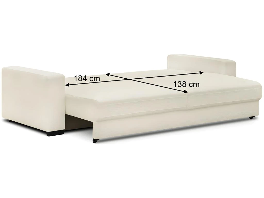 Canapé Convertible 3 Places En Tissu Bouclette écru Avec Coffre De Rangement - Robin 4 Canapé Convertible 3 Places En Tissu Bouclette écru Avec Coffre De Rangement - Robin – Image 4