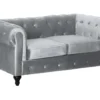 Canapé Fixe Chesterfield Velours "Aliza" - 157 X 82 X 70 Cm - 2 Places - Gris