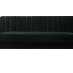 Canapé Fixe En Velours "Ellison" - 196 X 76 X 82 Cm - 3 Places - Vert Foncé -Promos Chesteris Boutique canape 8913013