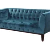 Canapé Droit Fixe En Velours "Vanessa" - 3 Places - Bleu Canard