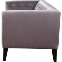 Canapé Droit Fixe En Velours "Vanessa" - 3 Places - Gris Clair -Promos Chesteris Boutique canape 8914139