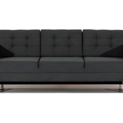 Canapé 3 Places Convertible - En Tissu De Qualité Gris Foncé, ASVENA