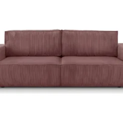 Canapé Convertible 3 Places Avec Coffre De Rangement En Velours Côtelé Vieux Rose - Harper