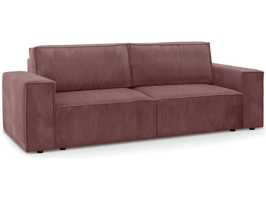 Canapé Convertible 3 Places Avec Coffre De Rangement En Velours Côtelé Vieux Rose - Harper 4 Canapé Convertible 3 Places Avec Coffre De Rangement En Velours Côtelé Vieux Rose - Harper – Image 4