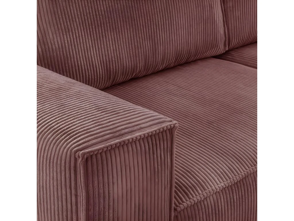 Canapé Convertible 3 Places Avec Coffre De Rangement En Velours Côtelé Vieux Rose - Harper 5 Canapé Convertible 3 Places Avec Coffre De Rangement En Velours Côtelé Vieux Rose - Harper – Image 5