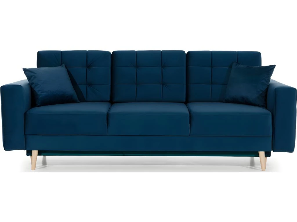 Canapé 3 Places Convertible - En Tissu De Qualité Bleu, ASVENA VELOURS 2 Canapé 3 Places Convertible - En Tissu De Qualité Bleu, ASVENA VELOURS – Image 2