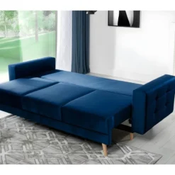 Canapé 3 Places Convertible - En Tissu De Qualité Bleu, ASVENA VELOURS 7 Canapé 3 Places Convertible - En Tissu De Qualité Bleu, ASVENA VELOURS -Promos Chesteris Boutique canape 9168193