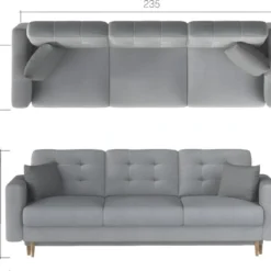 Canapé 3 Places Convertible - En Tissu De Qualité Bleu, ASVENA VELOURS 9 Canapé 3 Places Convertible - En Tissu De Qualité Bleu, ASVENA VELOURS -Promos Chesteris Boutique canape 9168197