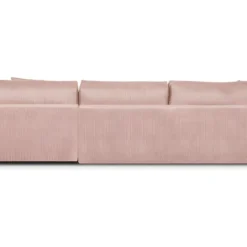 Canapé D'angle à Gauche Convertible 5 Places En Velours Côtelé Rose Pâle Avec Coffre De Rangement - Robin -Promos Chesteris Boutique canape 9168243