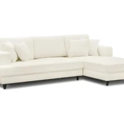 Canapé D'angle à Droite Convertible 4 Places En Tissu Bouclette écru - Marceau -Promos Chesteris Boutique canape 9168503