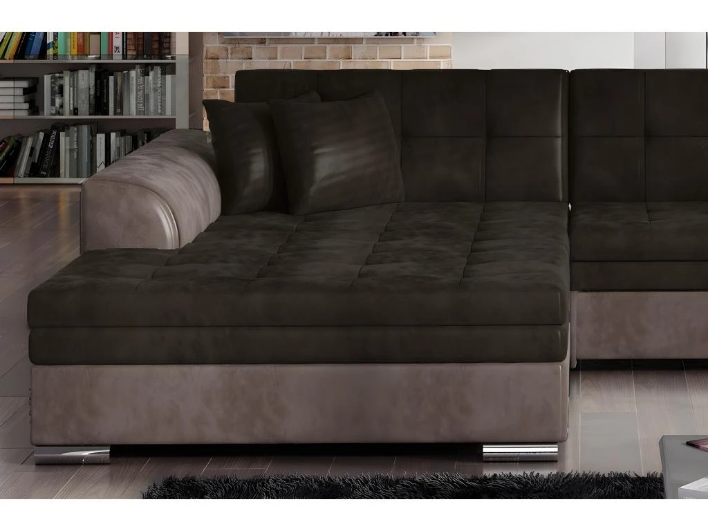 Canapé D'angle Convertible En Tissu Velours Luxe, Chocolat Et Marron, 5 Places, Angle Gauche (vu De Face), SOHO VELOURS 2 Canapé D'angle Convertible En Tissu Velours Luxe, Chocolat Et Marron, 5 Places, Angle Gauche (vu De Face), SOHO VELOURS – Image 2