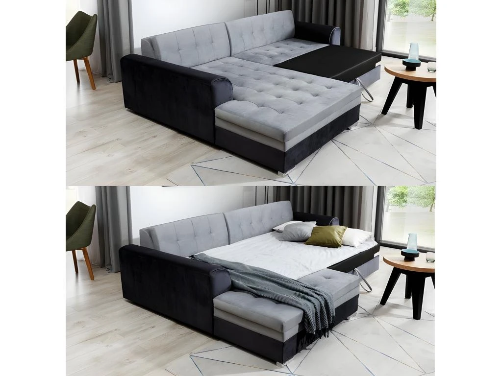 Canapé D'angle Convertible En Tissu Velours Luxe, Chocolat Et Marron, 5 Places, Angle Gauche (vu De Face), SOHO VELOURS 3 Canapé D'angle Convertible En Tissu Velours Luxe, Chocolat Et Marron, 5 Places, Angle Gauche (vu De Face), SOHO VELOURS – Image 3