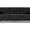 Canapé 3 Places Convertible - En Tissu De Qualité Noir, ASVENA