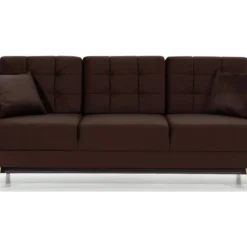 Canapé 3 Places Convertible - En Tissu De Qualité Marron, ASVENA VELOURS