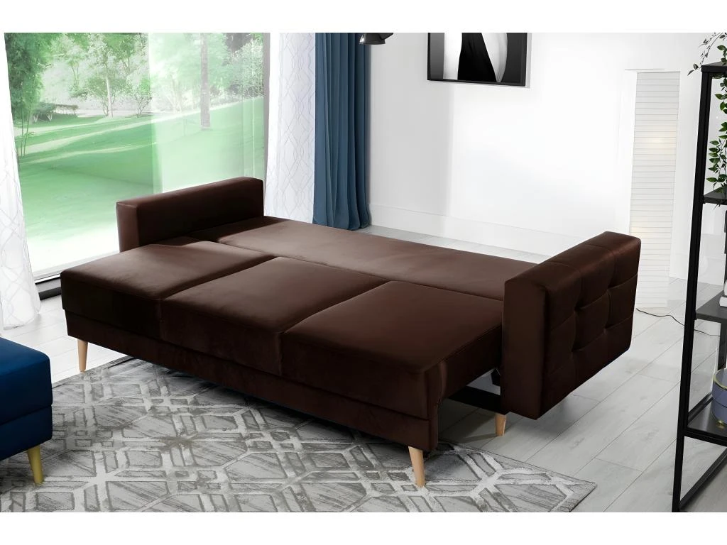 Canapé 3 Places Convertible - En Tissu De Qualité Marron, ASVENA VELOURS 2 Canapé 3 Places Convertible - En Tissu De Qualité Marron, ASVENA VELOURS – Image 2