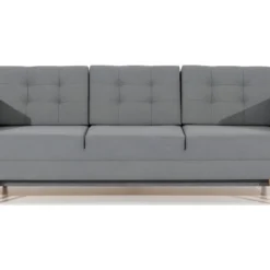 Canapé 3 Places Convertible - En Tissu De Qualité Gris, ASVENA