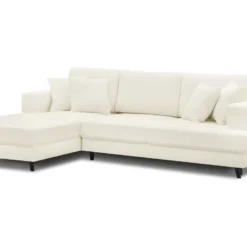 Canapé D'angle à Gauche Convertible 4 Places En Tissu Bouclette écru - Marceau -Promos Chesteris Boutique canape 9168689