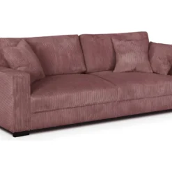 Canapé Convertible 3 Places En Velours Côtelé Rose Blush Avec Coffre De Rangement - Robin -Promos Chesteris Boutique canape 9168759