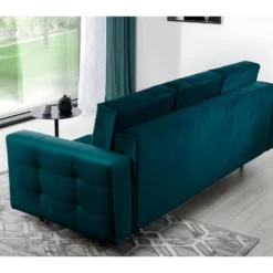 Canapé 3 Places Convertible - En Tissu De Qualité Vert, ASVENA VELOURS -Promos Chesteris Boutique canape 9168819