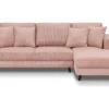 Canapé D'angle à Droite Convertible 4 Places En Velours Côtelé Rose Pâle - Marceau