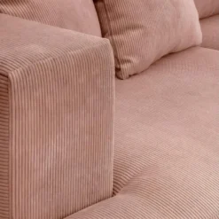 Canapé D'angle à Droite Convertible 4 Places En Velours Côtelé Rose Pâle - Marceau -Promos Chesteris Boutique canape 9168827