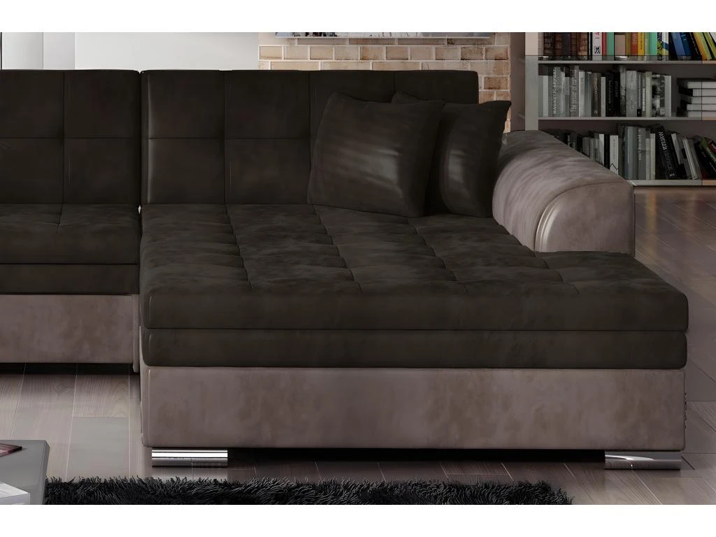 Canapé D'angle Convertible En Tissu Velours Luxe, Chocolat Et Marron, 5 Places, Angle Droit (vu De Face), SOHO VELOURS 2 Canapé D'angle Convertible En Tissu Velours Luxe, Chocolat Et Marron, 5 Places, Angle Droit (vu De Face), SOHO VELOURS – Image 2