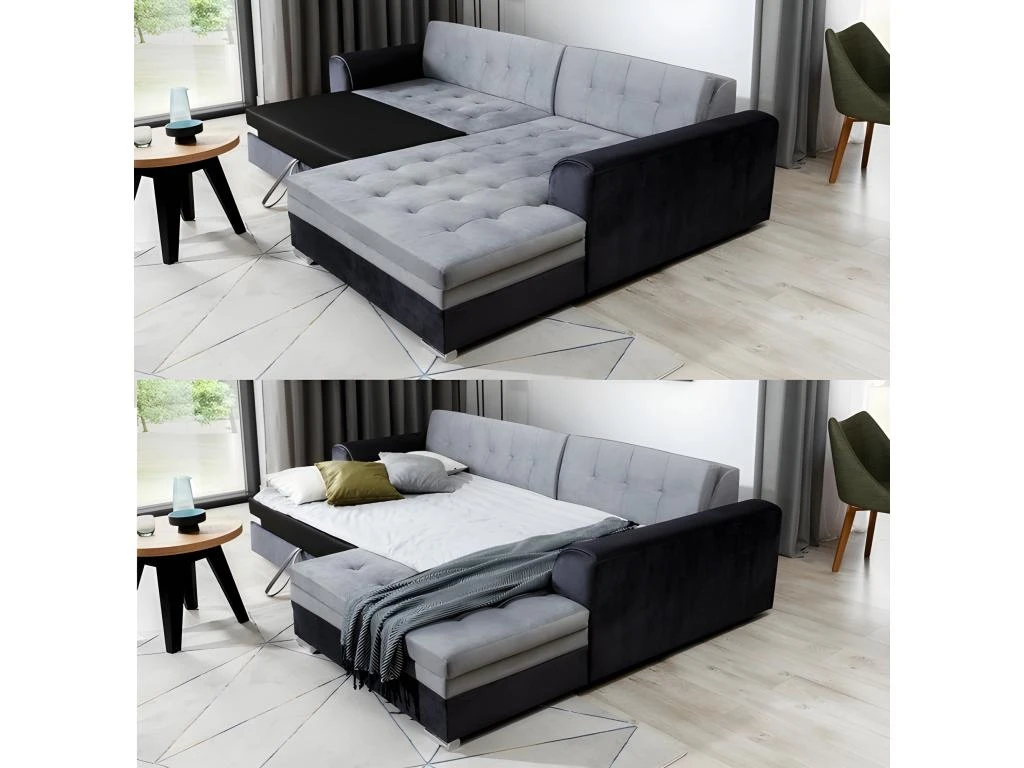 Canapé D'angle Convertible En Tissu Velours Luxe, Chocolat Et Marron, 5 Places, Angle Droit (vu De Face), SOHO VELOURS 3 Canapé D'angle Convertible En Tissu Velours Luxe, Chocolat Et Marron, 5 Places, Angle Droit (vu De Face), SOHO VELOURS – Image 3