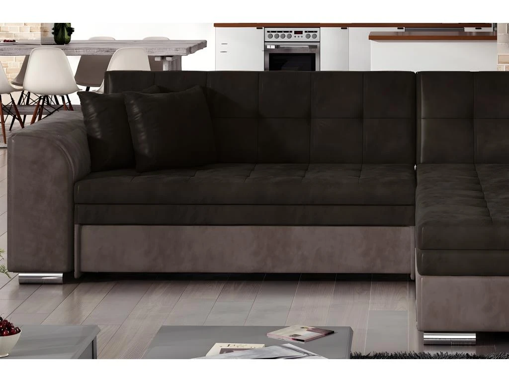 Canapé D'angle Convertible En Tissu Velours Luxe, Chocolat Et Marron, 5 Places, Angle Droit (vu De Face), SOHO VELOURS 4 Canapé D'angle Convertible En Tissu Velours Luxe, Chocolat Et Marron, 5 Places, Angle Droit (vu De Face), SOHO VELOURS – Image 4