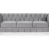 Canapé Chesterfield Velours 3 Places Altesse Argent