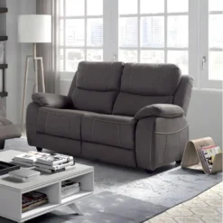 VALENCE - Canapé Fixe 2 Places Tissu Taupe