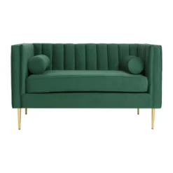 Canapé 2 Places James Velours Vert Pieds Doré