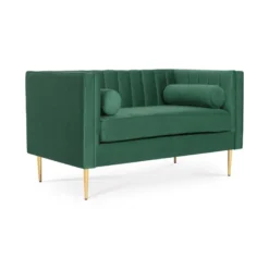 Canapé 2 Places James Velours Vert Pieds Doré -Promos Chesteris Boutique canape 9169329
