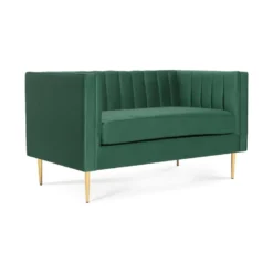 Canapé 2 Places James Velours Vert Pieds Doré -Promos Chesteris Boutique canape 9169333