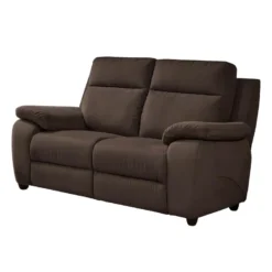 VIGO - Canapé Fixe 2 Places Tissu Marron