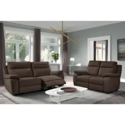 VIGO - Canapé Fixe 2 Places Tissu Marron -Promos Chesteris Boutique canape 9169339