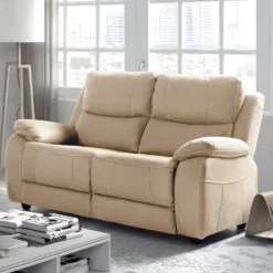 VALENCE - Canapé Fixe 2 Places Tissu Beige