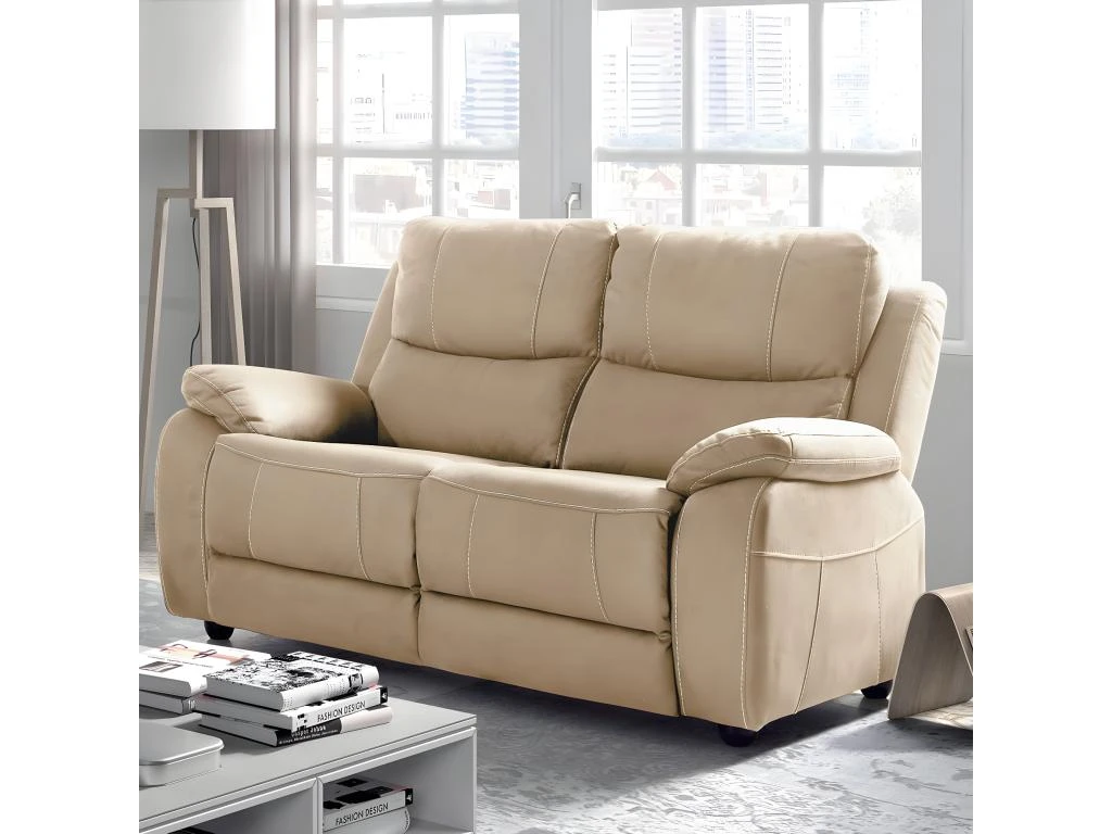 VALENCE - Canapé Fixe 2 Places Tissu Beige 1 VALENCE - Canapé Fixe 2 Places Tissu Beige