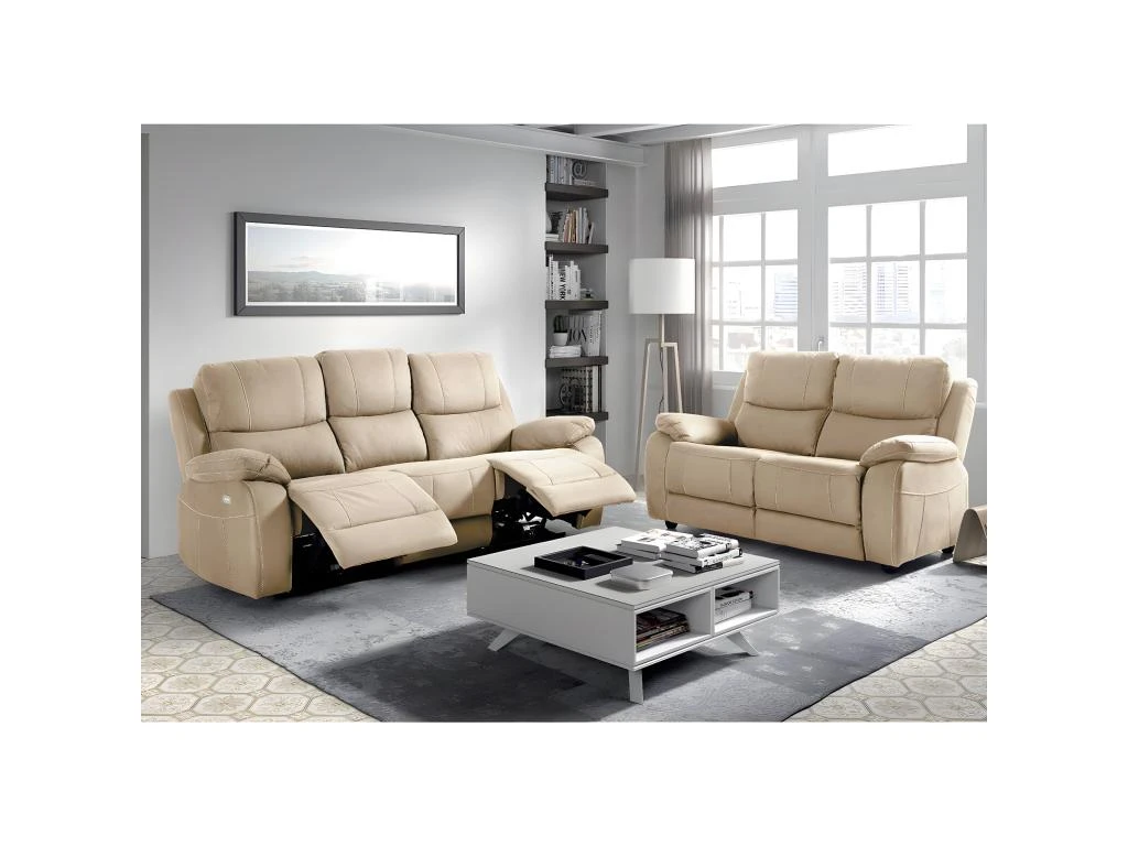 VALENCE - Canapé Fixe 2 Places Tissu Beige 3 VALENCE - Canapé Fixe 2 Places Tissu Beige – Image 3