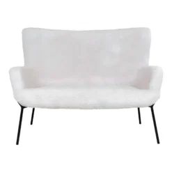 FINTRY - Canapé 2 Places Imitation Laine Et Piétement Métal