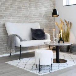 FINTRY - Canapé 2 Places Imitation Laine Et Piétement Métal -Promos Chesteris Boutique canape 9169505