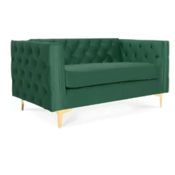 Canapé 2 Places Edward Velours Vert Pieds Doré -Promos Chesteris Boutique canape 9169627