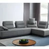 Canapé D'angle Réversible Et Modulable Tissu Gris - LOUNGE